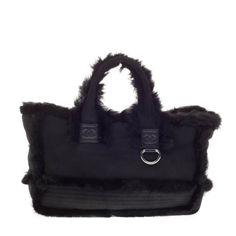 Chanel Handle bag Leather with Fur Trim