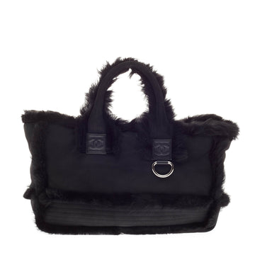 Chanel Handle bag Leather with Fur Trim