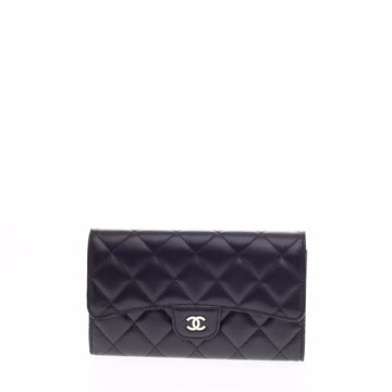Chanel L Flap Wallet Quilted Lambskin Long