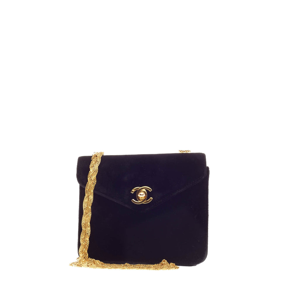 Buy Chanel Vintage Chain Top Flap Bag Velvet Black 102302