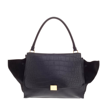 Celine Trapeze Embossed Crocodile Large