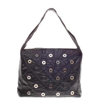 Chanel Snaps Zip Hobo Leather