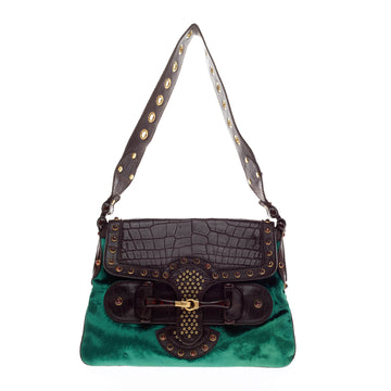 Gucci Pelham Flap Bag Crocodile and Velvet