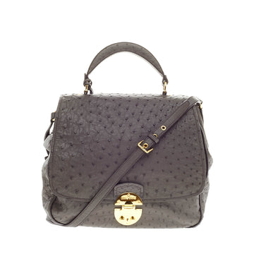 Miu Miu Flap Top Handle Bag Ostrich Large