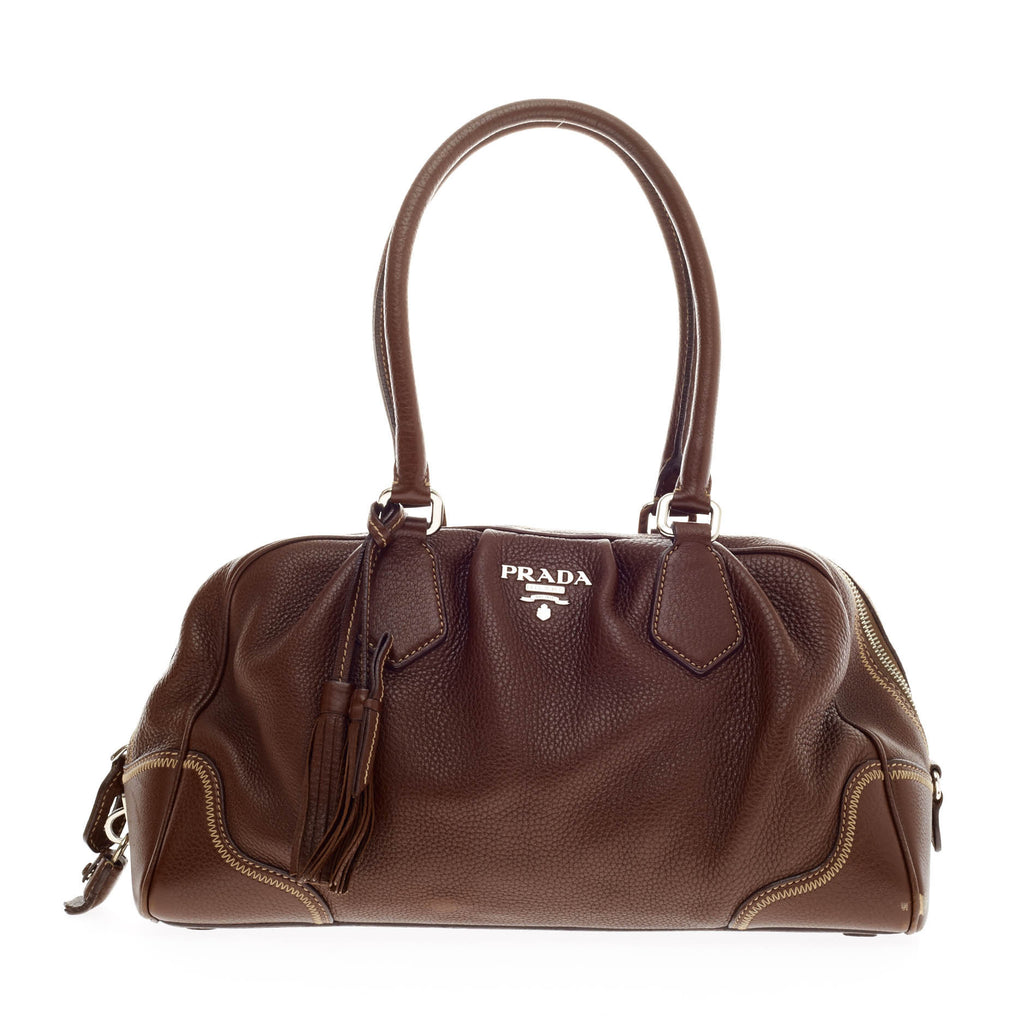 バッグ PRADA TASSEL BOWLER LEATHER BAG Buy Prada Pleated Tassel Bowler Bag Leather Brown 108801