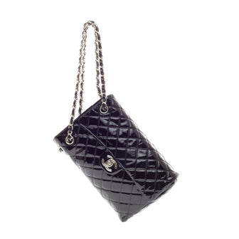 Chanel Upside Down Flap Bag Quilted Patent