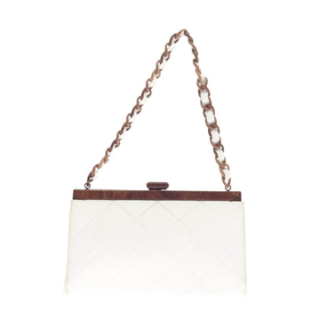 Chanel Resin Frame Cluch Quilted Caviar 