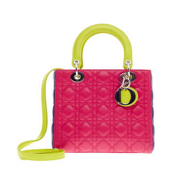 Christian Dior Lady Dior Tricolor Cannage Quilt Leather Medium