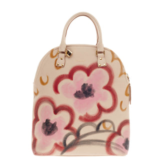 Burberry Bloomsbury Satchel Hand-Painted Floral Leather Medium