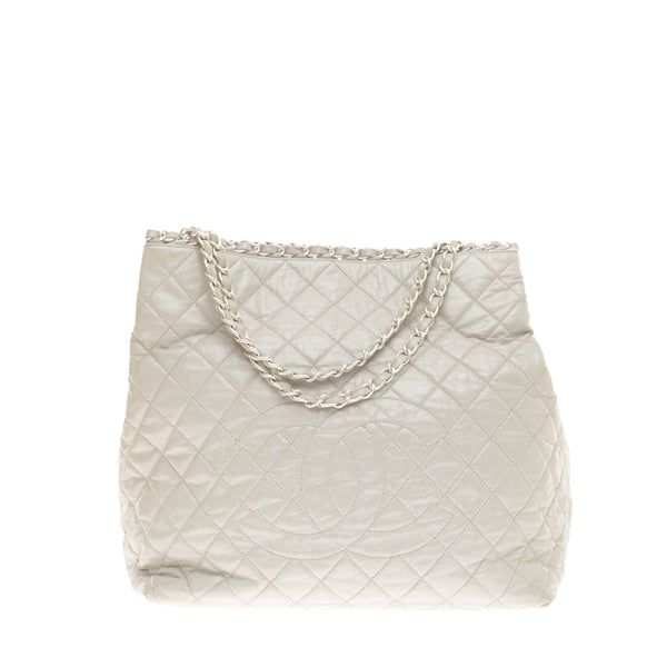 Buy Chanel Chain Me Tote Quilted Calfskin Large White 111520