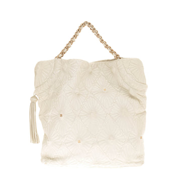 Chanel Embroidered CC Chain Tote Leather
