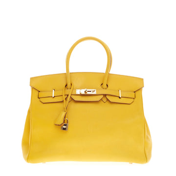 Hermes Birkin Yellow Clemence with Palladium Hardware 35