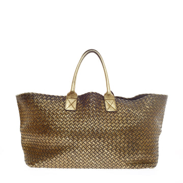 Bottega Veneta Cabat Tote Metallic Intrecciato Nappa Large