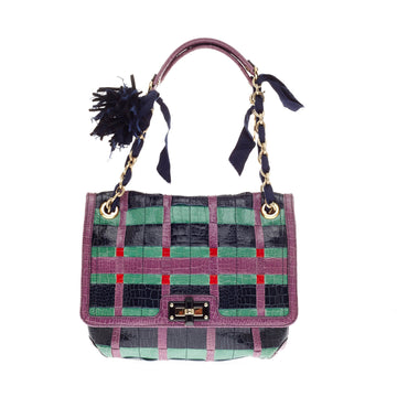 Lanvin Happy Shoulder Bag Embossed Crocodile