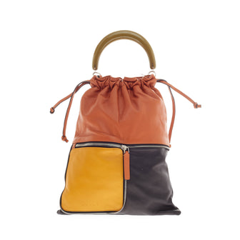 Marni Fold Handle Bag Color Block Leather