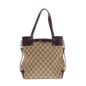 Gucci Buckle Tote GG Canvas with Leather Trim