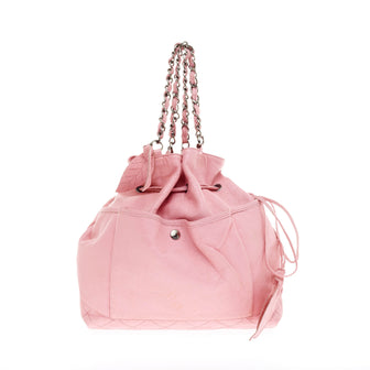 Chanel Leaf Charms Bucket Bag Crackled Leather 