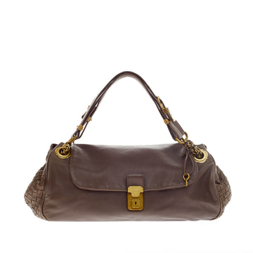 Bottega Veneta Accordion Flap Satchel Leather with Intrecciato Detail 