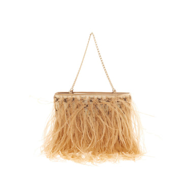 Chanel Chain Strap Shoulder Bag Ostrich Feather