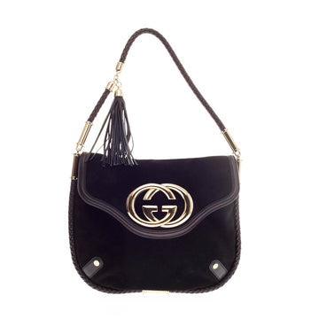 Gucci Britt Flat Shoulder bag Suede Medium