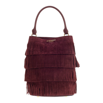 Burberry Tiered Fringe Bucket Bag Suede 