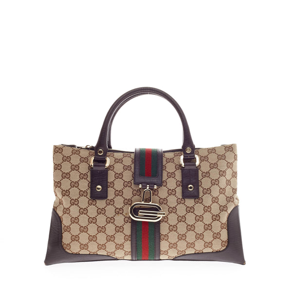 Gucci GG Logo Patch Top Handle Tote Bag - ShopStyle