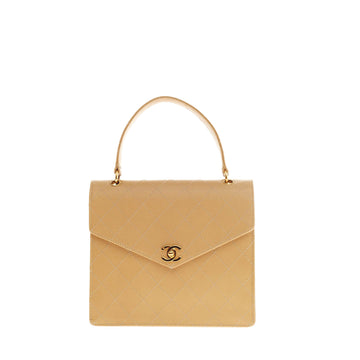 Chanel Vintage Kelly Handle Bag Quilted Caviar