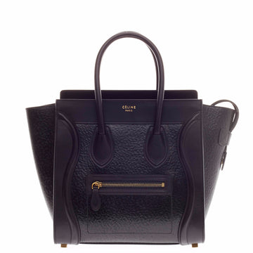 Celine Luggage Astrakhan Stamped Calfskin Micro