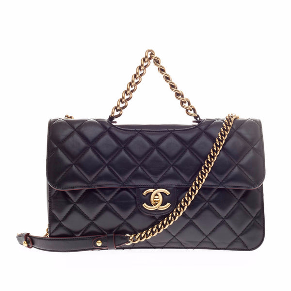 Perfect Edge Flap Bag Quilted Leather Medium