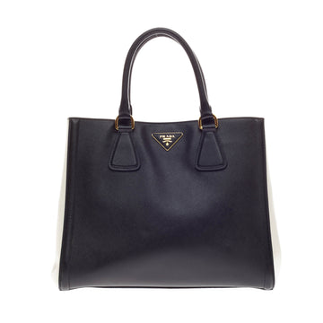 Prada Lux East West Tote Bicolor Saffiano Leather