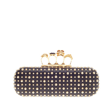 Alexander McQueen Knuckle Box Clutch Studded Leather Long