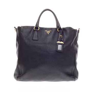 Prada Shopper Tote Pebbled Viltello Daino Medium