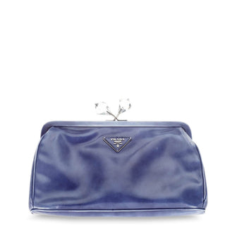 Prada Kisslock Crystal Clutch Leather