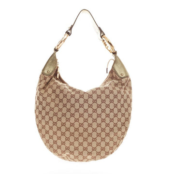 Gucci Bamboo Ring Half Moon Hobo GG Canvas Large