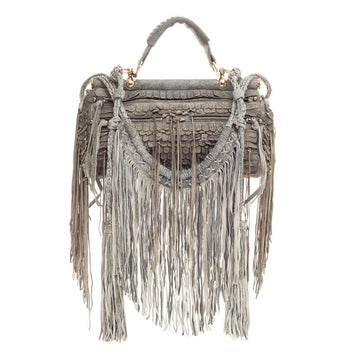 Roberto Cavalli Fringed Doctor Bag Distressed Suede