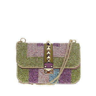 Valentino  Glam Lock Shoulder Bag Rhinestones Small