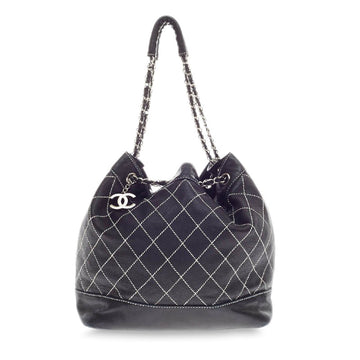 Chanel Surpique Drawstring Bucket Lambskin Large