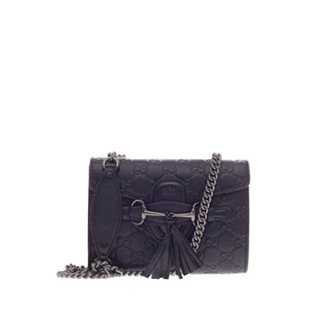 Gucci Emily Chain Strap Flap Bag Guccissima Leather Mini