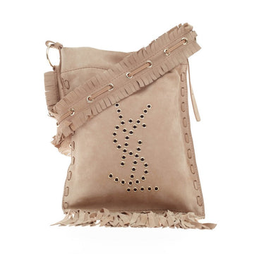 Saint Laurent YSL Fringe Grommet Crossbody Leather