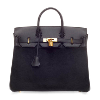 Hermes Birkin HAC Black Pony Hair and Leather with Gold Hardware 32