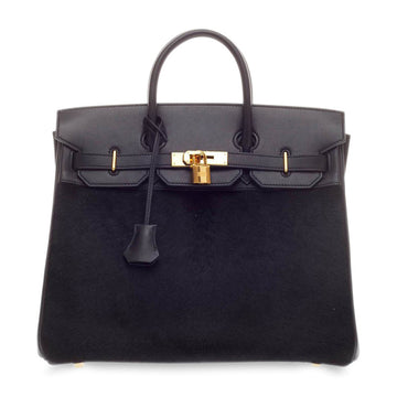 Hermes Birkin HAC Black Pony Hair and Leather with Gold Hardware 32