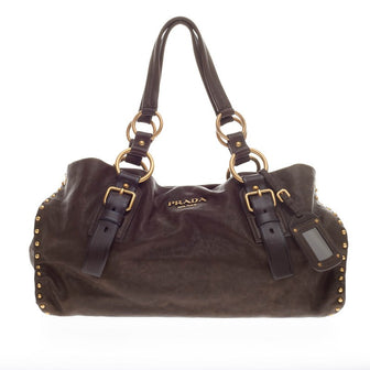 Prada Aviator Shoulder Bag Studded Leather