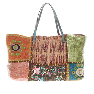 Fendi Vintage Tote Mixed Media Patchwork
