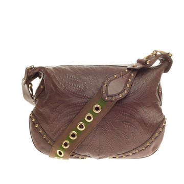 Gucci Pelham Shoulder Bag Embossed Studded Leather 