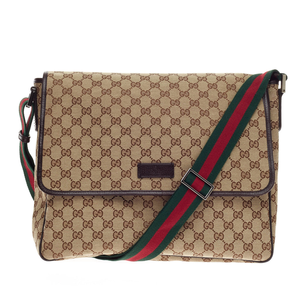 Buy Gucci Messenger with Web Strap Bag GG Canvas Medium Brown 183601