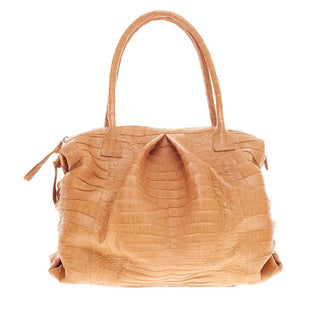 Nancy Gonzalez Handle Bag Pleated Crocodile Medium