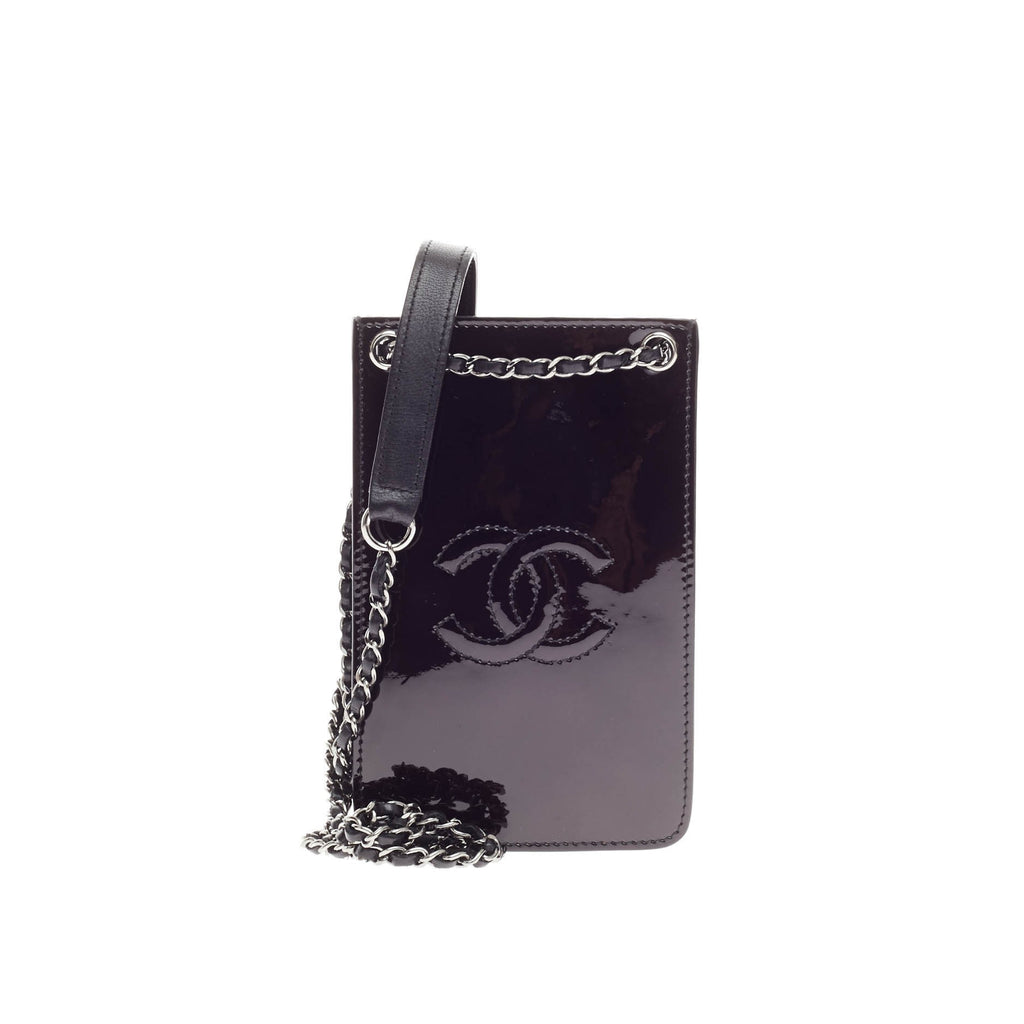 Buy Chanel CC Phone Holder Crossbody Bag Patent Black 186703