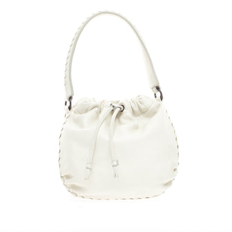 Bottega Veneta Drawstring Handle Bag Leather with Intrecciato Detail 