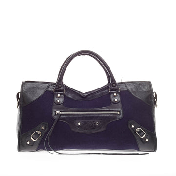 Balenciaga City Classic Studs Leather and Wool Medium