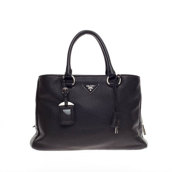 Prada East West Zip Satchel Cervo Leather Medium